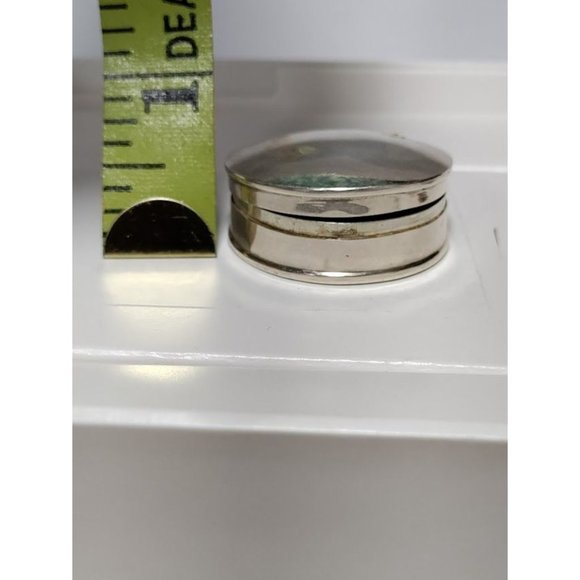 Vintage Sterling Silver Maple Marcasite Embossed Design Pewter Trinket Box Round - Picture 7 of 10